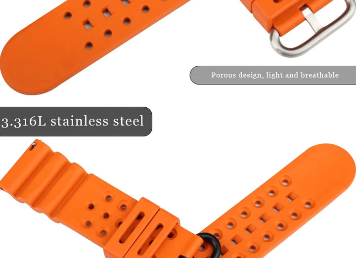 Rubber Watch Bands Quick Release 20mm 22mm 24mm Watch Accessories Orange Sport Watch Strap Smart Watch Bracelet Belt For Casio