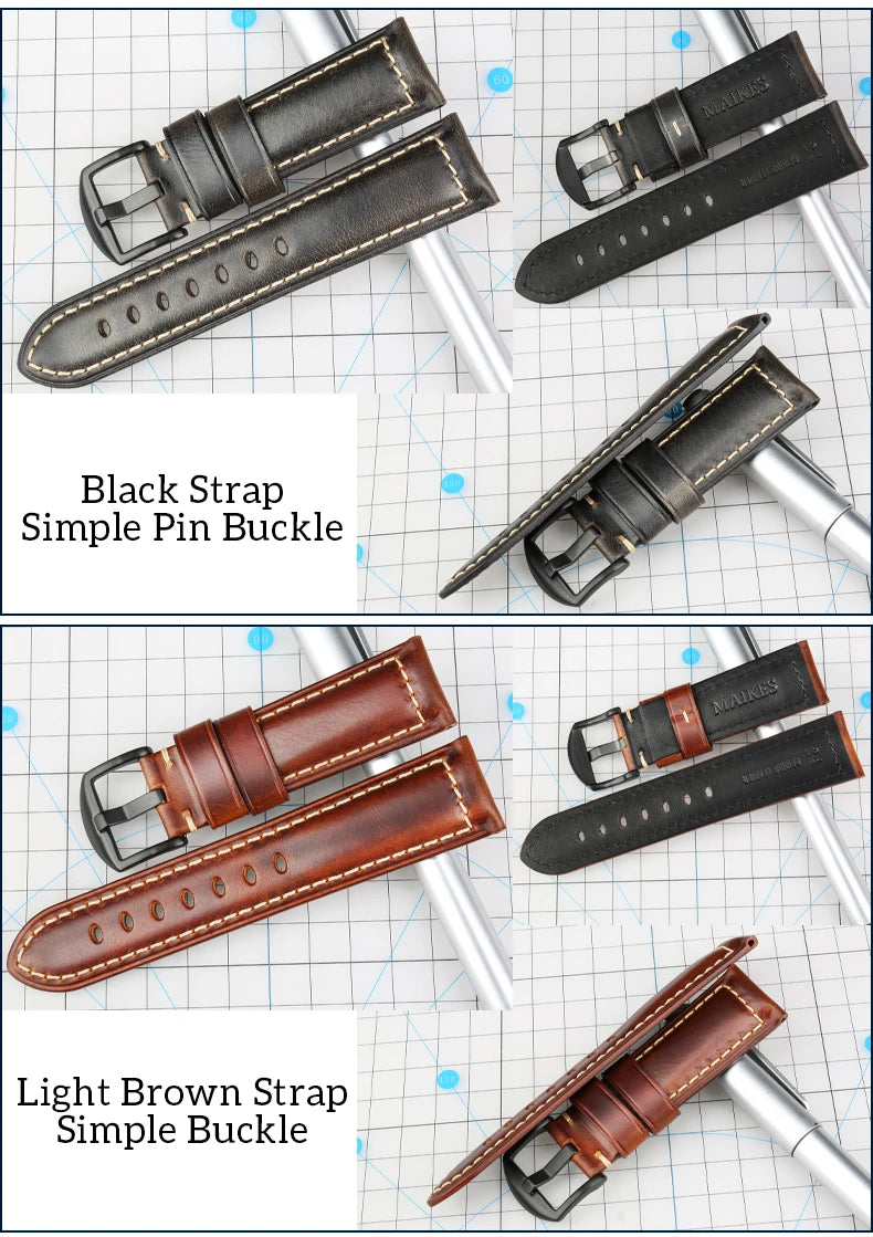 Red Leather Watch Strap – Vintage Style for Panerai, Seiko, Tissot & Smartwatches