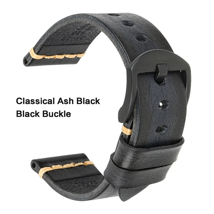 MAIKES Handmade Vintage Leather Watch Strap – 20/22/24mm for Panerai, Fossil, Casio & Seiko