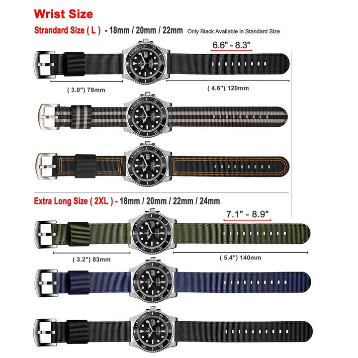 Military Nylon Quick-Release Watch Strap (18-24mm)