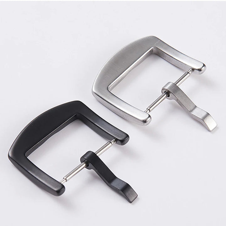 Metal Watch Band with Buckle – 14–24mm Stainless Steel Strap (Silver/Black)