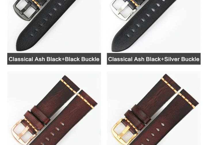 Handmade Vintage Leather Watch Strap 18–24mm – MAIKES