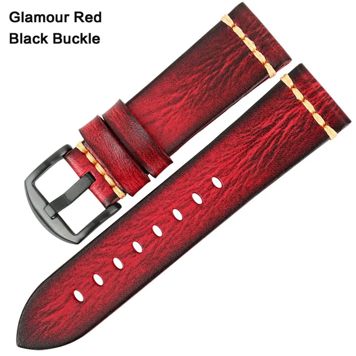 Handmade Vintage Leather Watch Strap 18–24mm – MAIKES
