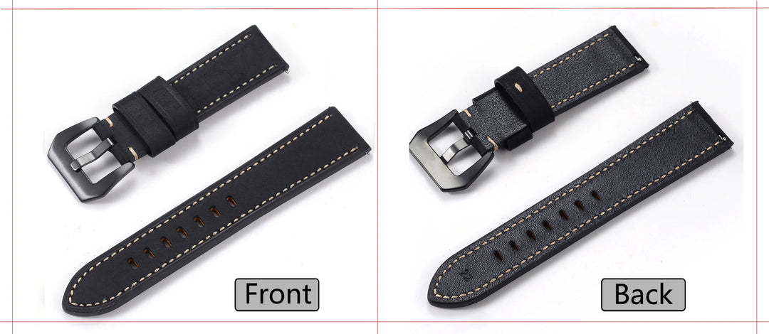 Men’s Genuine Leather Watch Band 22–24mm (Top Grain, High Quality)