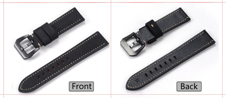 Genuine Leather Quick Release Watch Band 20–22mm for Huawei & Samsung Galaxy 45/46mm