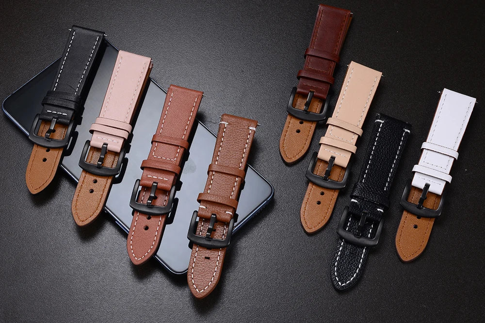 op Grain Genuine Leather Watch Band 20mm 22mm (Quick Release)