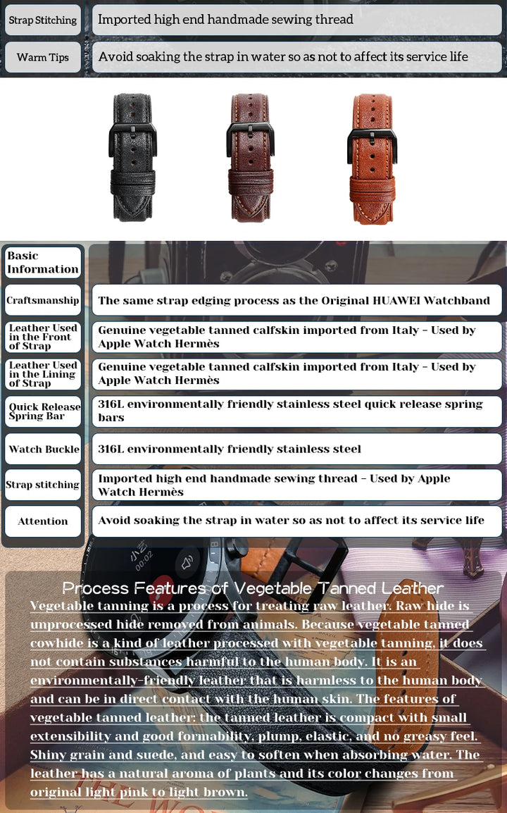 Quick Release Leather Watch Bands Watch Accessories For SEIKO Samsung Galaxy Watch Strap Active2/3 Watch Bracelet