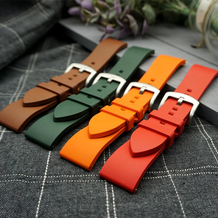 Premium-Grade Fluorine Rubber Watch Strap Quick Release FKM Watchband 18-19-20-21-22-23-24mm For Each Brand Diving Watches Band