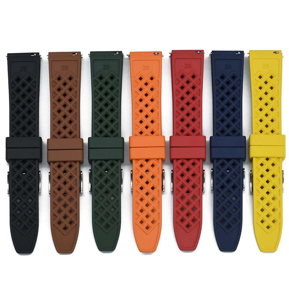 New Designed Honeycomb Fluorine FKM Rubber Strap 20mm 22mm Quick Release Watchbands For SRP777J1 Watch Replacement Wristband