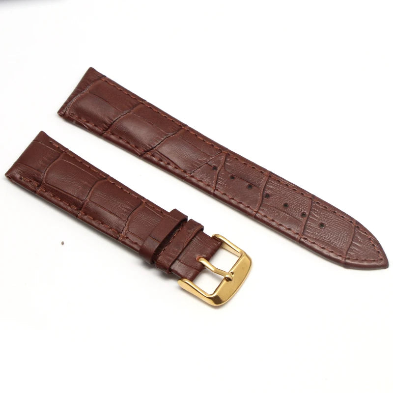 Genuine Leather Watch Strap with Steel & Butterfly Buckle (18-20mm)