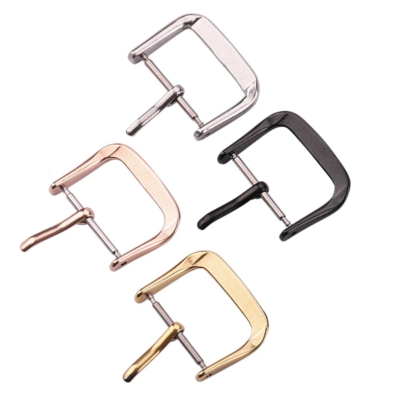 20pcs Stainless Steel Watch Buckles – 16–22mm, Silver/Gold/Black