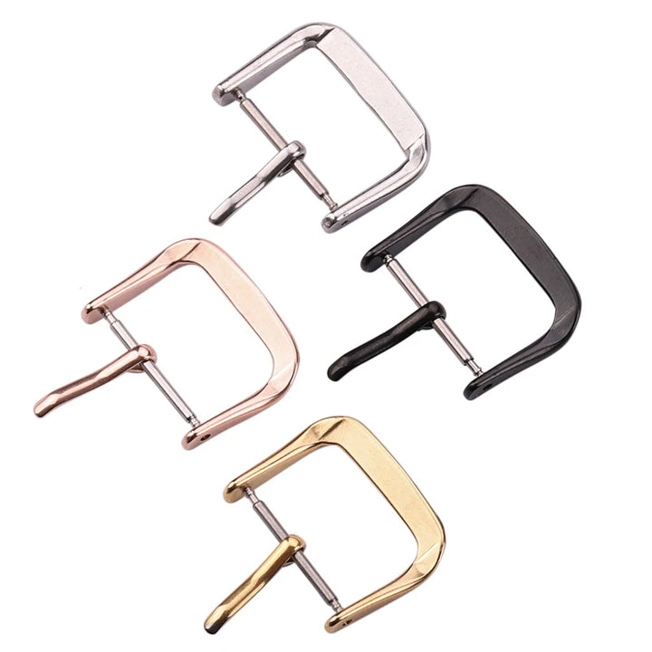 20pcs Stainless Steel Watch Buckles – 16–22mm, Silver/Gold/Black
