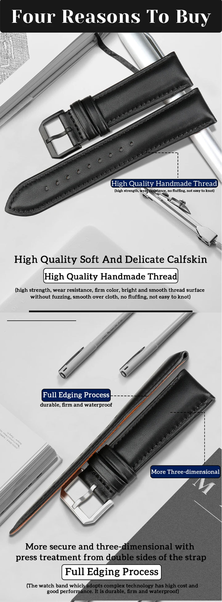 MAIKES luxury Genuine Leather Watch Band Soft Cowhide Leather Strap Bracelet For MIDO TISSOT Casio Watchbands