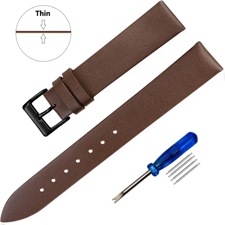 Thin Genuine Leather Watch Strap Band 12–22mm (Watch Band Belt)