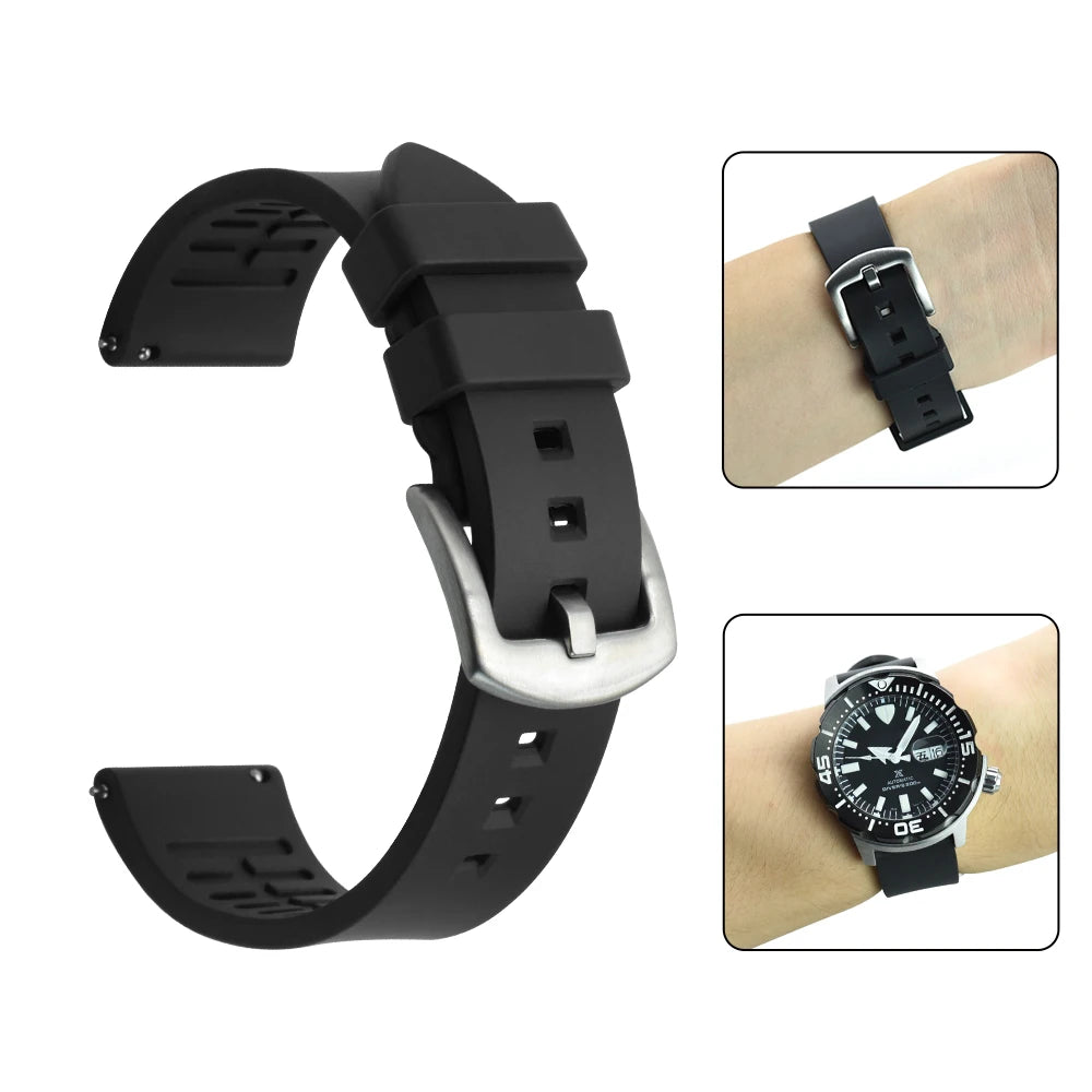 NATOBELT Quick Release Bands Diving Watch Accessories Premium Classic FKM Fluorine Rubber Watch Strap 18-19-20-21-22-23-24mm