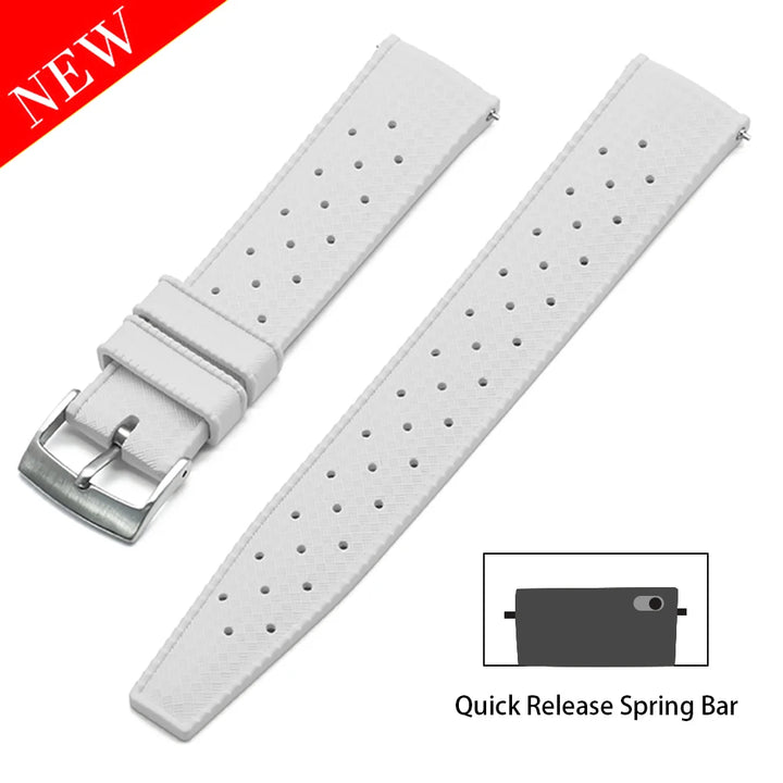 Premium Tropical FKM Rubber Straps 18mm 19mm 20mm 21mm 22mm 23mm 24mm Quick Release Perfect Fit Flat End Universal Watch Strap