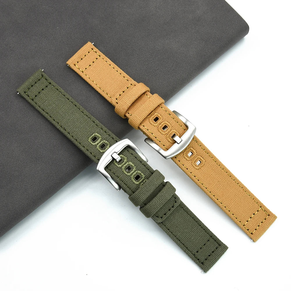 JUELONG Premium Nylon Sailcloth Watch Strap 20mm 22mm Canvas Sailcloth Watch Bands Quick Release Perfect Fit Flat End Universal