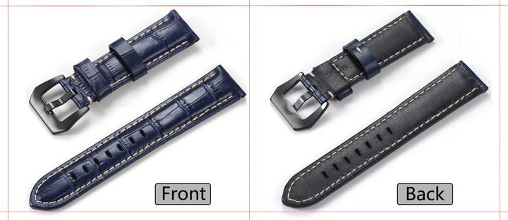 Men’s Genuine Leather Watch Band 22–24mm (Top Grain, High Quality)