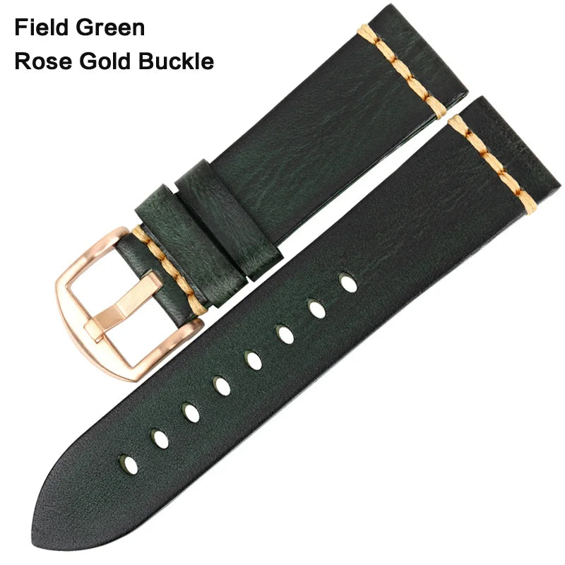 Handmade Vintage Leather Watch Strap 18–24mm – MAIKES