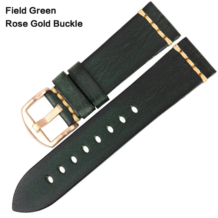 Handmade Vintage Leather Watch Strap 18–24mm – MAIKES