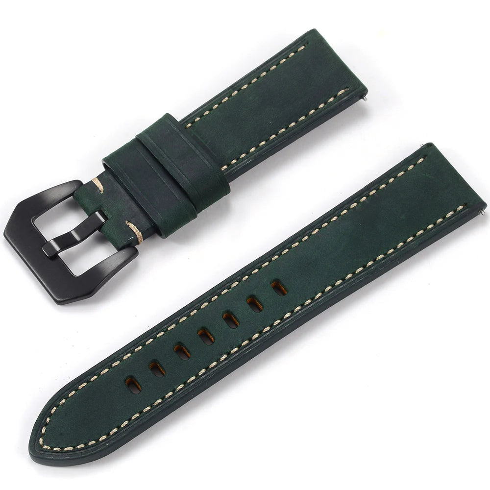 Men’s Genuine Leather Watch Band 22–24mm (Top Grain, High Quality)
