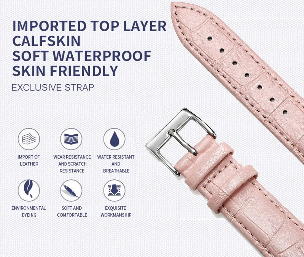 Premium Genuine Leather Watch Band 12–24mm (With Tool)