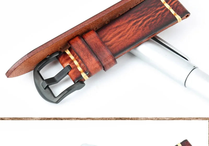 Handmade Vintage Leather Watch Strap 18–24mm – MAIKES