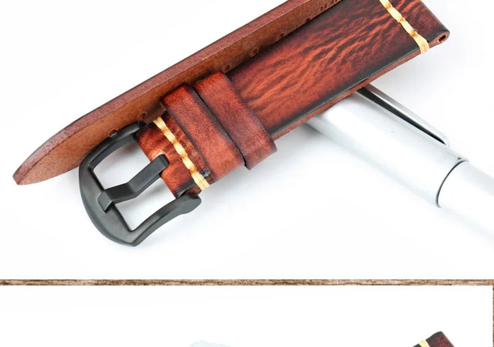 Handmade Vintage Leather Watch Strap 18–24mm – MAIKES