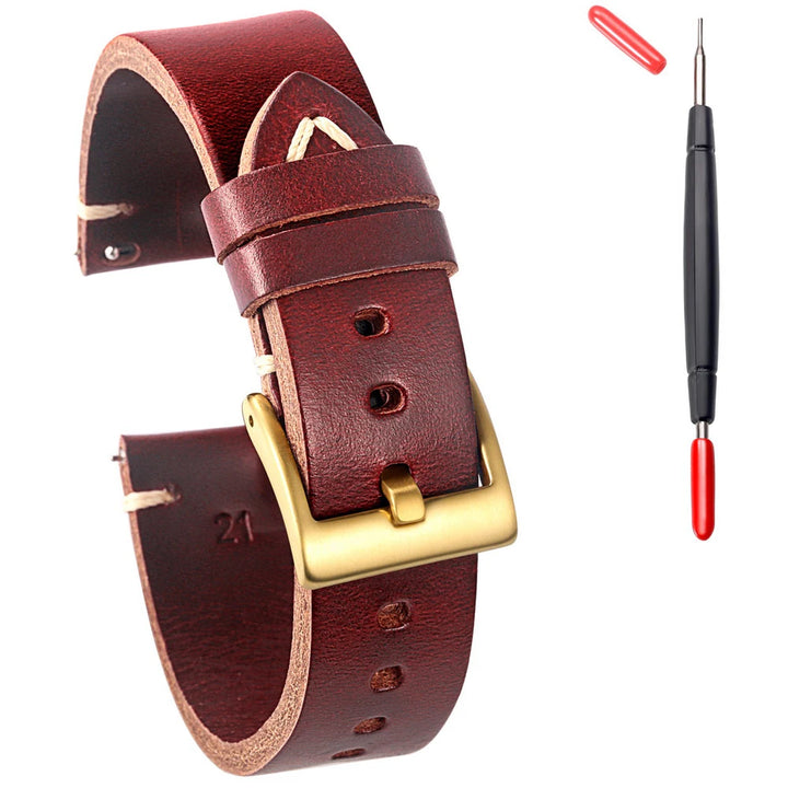 Hemsut Genuine Leather Watch Bands For Men Women Horween Chromexcel Leather Quick Release Handmade Watch Strap 18 19 20 21 22