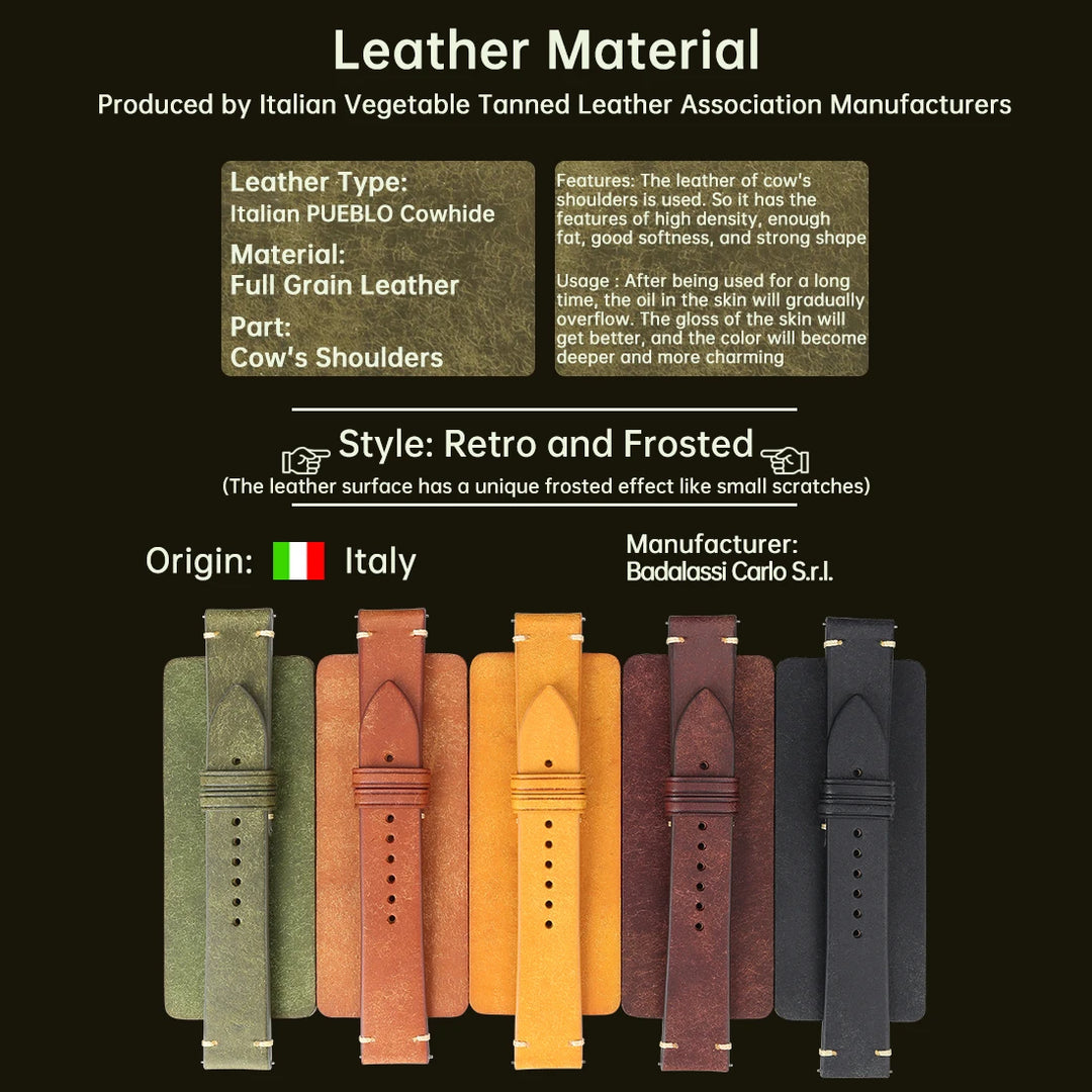 Luxury Quick Release Watchband Accessories For OMEGA Breitling Oris Bracelet Handmade Italian Pueblo Cow Leather Watch Strap