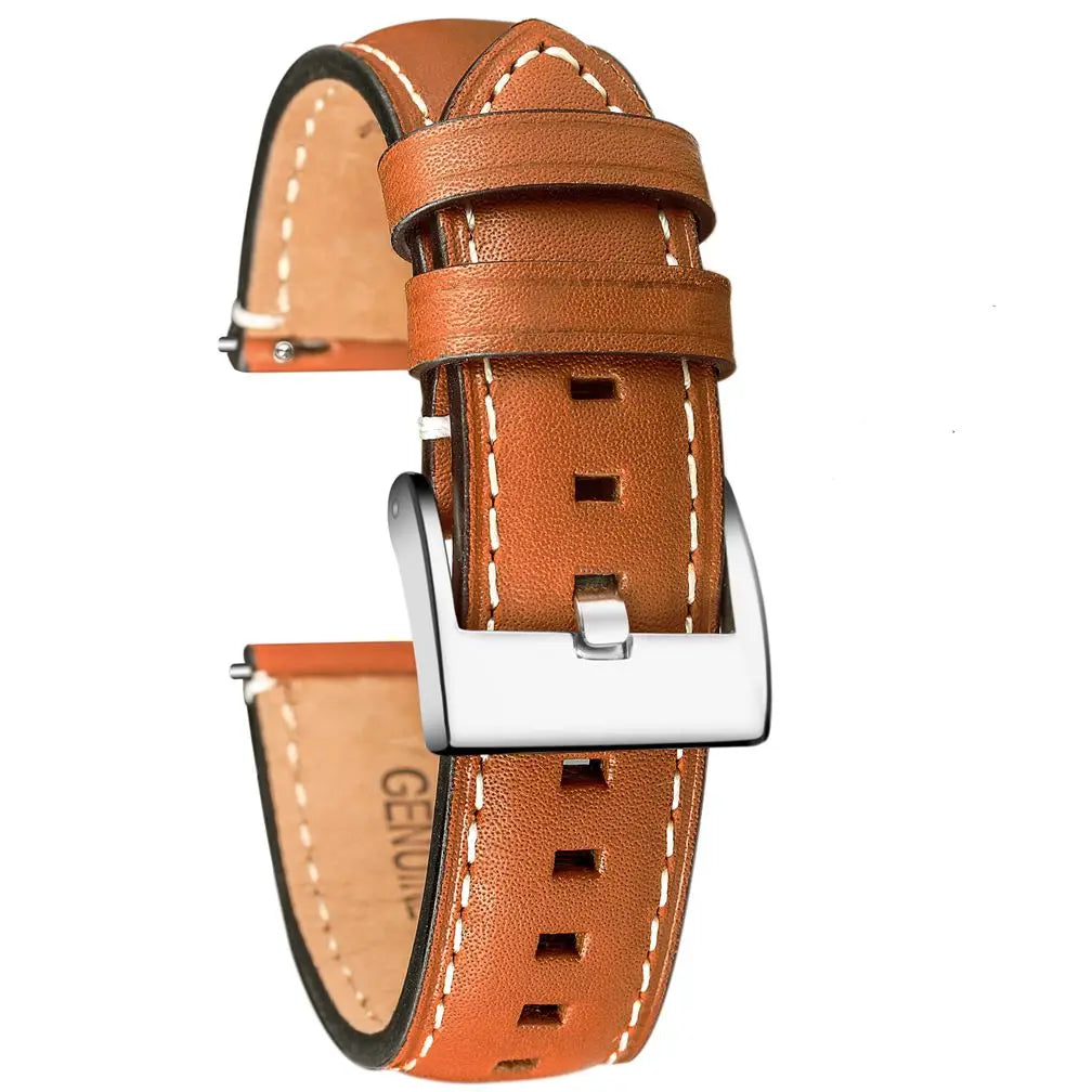 HEMSUT Genuine Cowhide Leather Quick-Release Watch Strap (18-24mm)