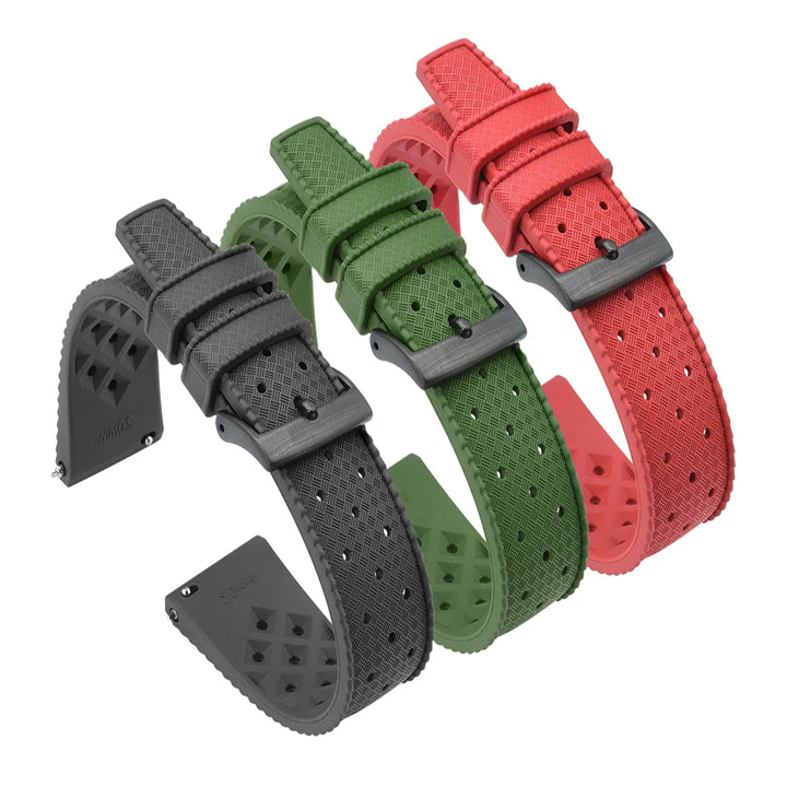 JUELONG PFAS-Approved Quick Release Tropical FKM Rubber Watch Strap 18-19-20-21-22-23-24mm Perfect Fit Flat End Universal Bands