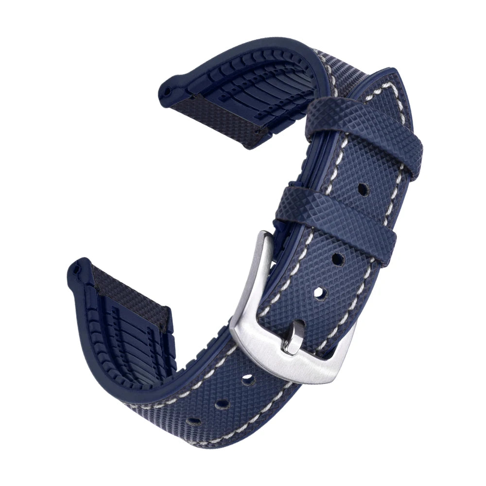 For Longine Seiko Water Ghost Hamilton Series Nylon FKM Rubber Bottom Watch Strap 18-20-22-24mm Strap Soft Waterproof Wrist Band