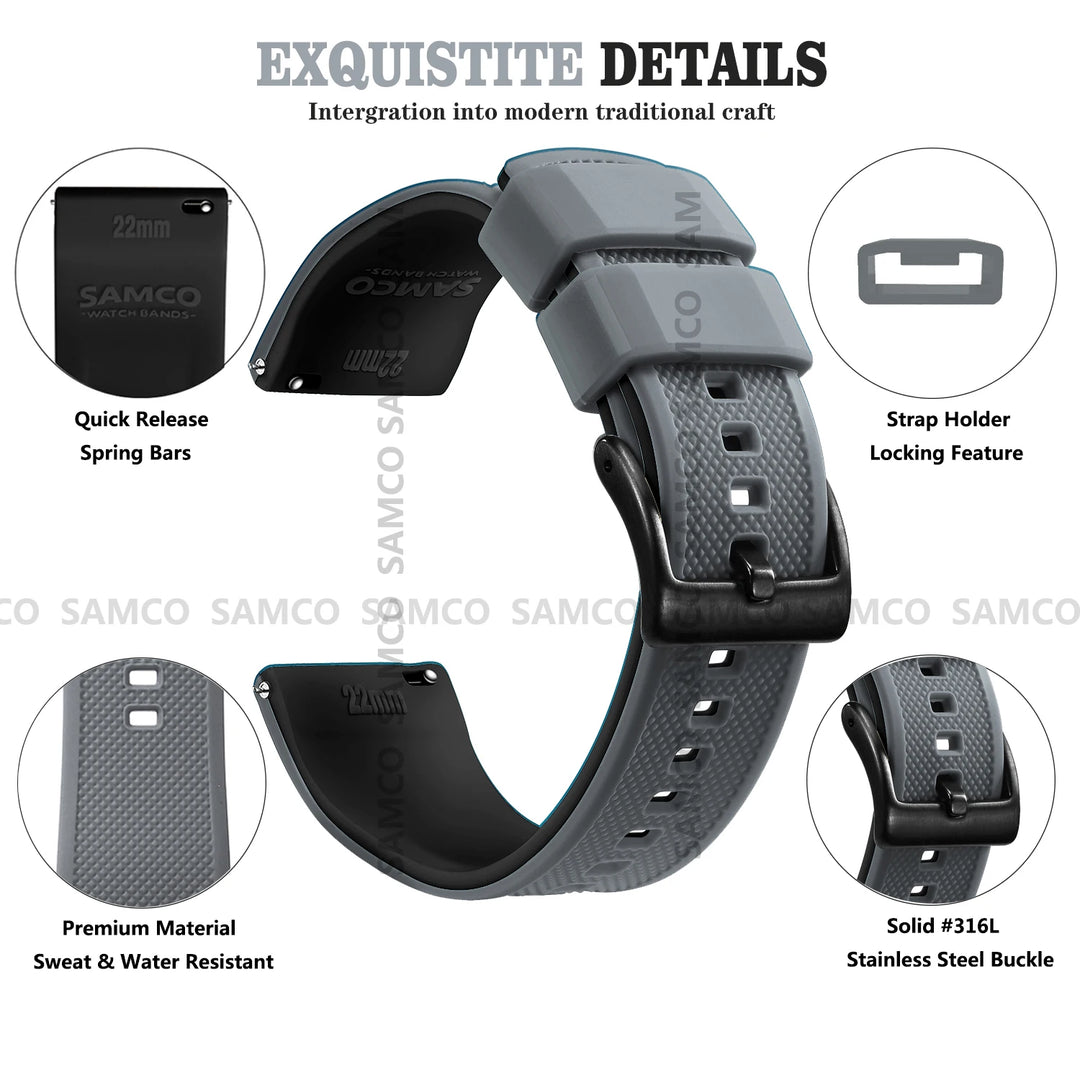 Premium Silicone Quick-Release Watch Band 18/20/22mm