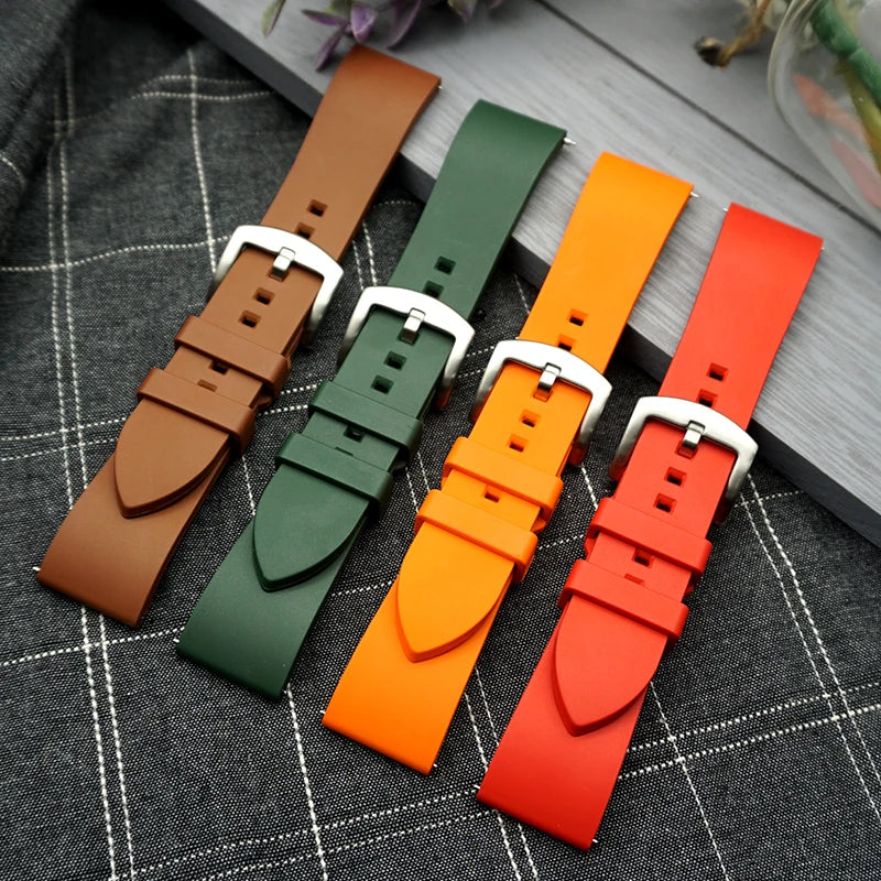 Premium-Grade Fluorine Rubber Watch Strap Quick Release FKM Watchband 18-19-20-21-22-23-24mm For Each Brand Diving Watches Band
