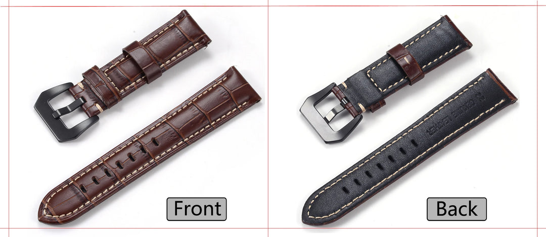 Men’s Genuine Leather Watch Band 22–24mm (Top Grain, High Quality)