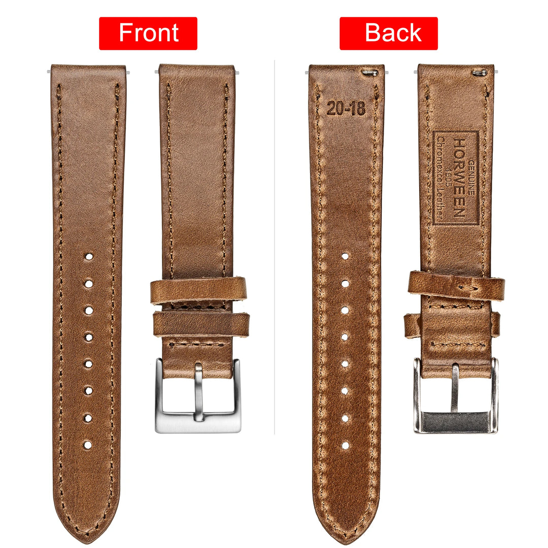 High Quality Horween  Genuine Leather Straps Brown Soft Wrap Handmade Cowhide Wrist Bands 18mm 20mm 22mm