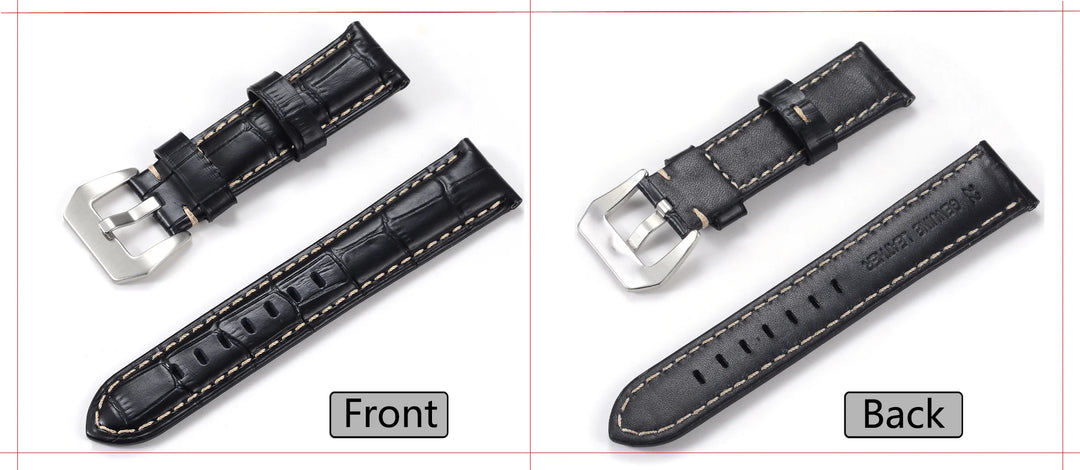 Men’s Genuine Leather Watch Band 22–24mm (Top Grain, High Quality)