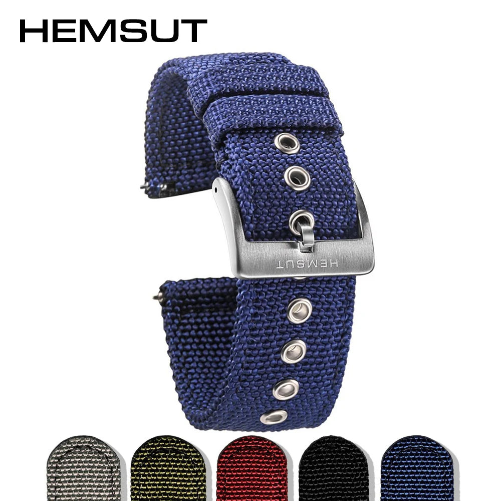 HEMSUT Nylon Quick-Release Military Watch Band (18-24mm)