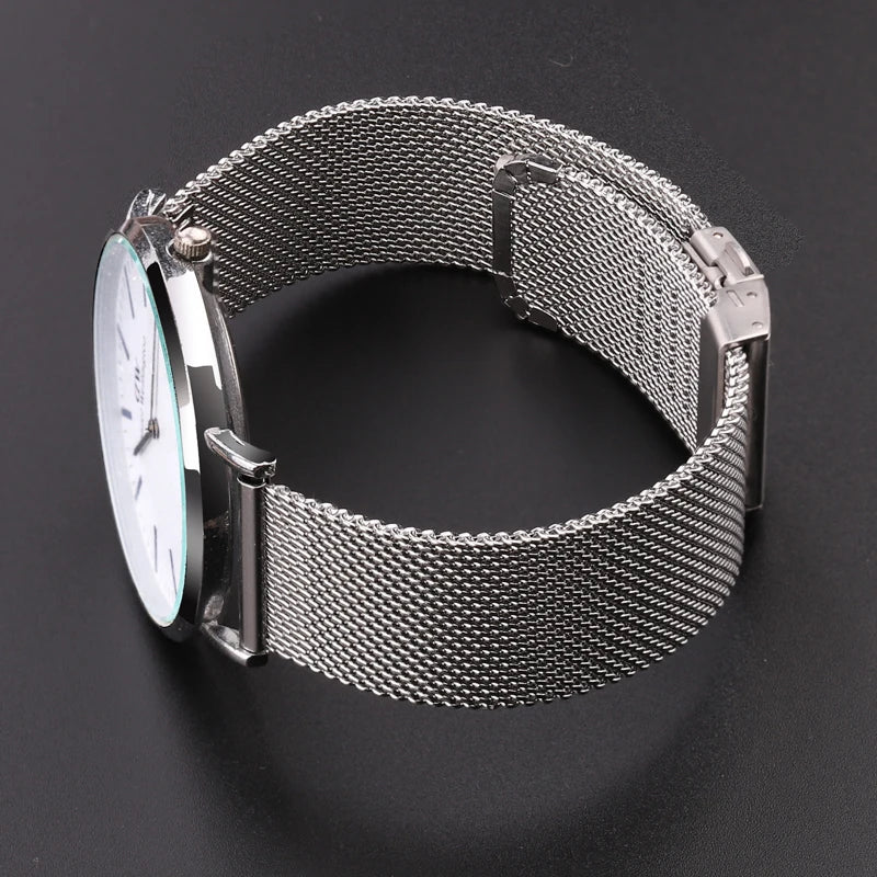 Mesh Milanese Loop Watch Strap – 16–24mm, Silver/Black for Galaxy Watch
