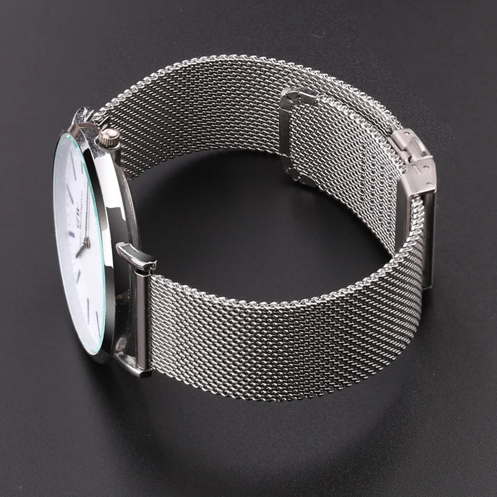 Mesh Milanese Loop Watch Strap – 16–24mm, Silver/Black for Galaxy Watch