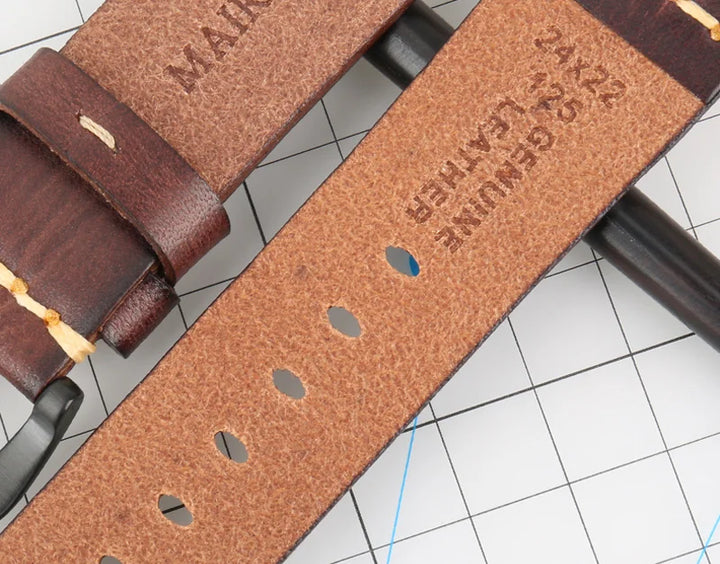 MAIKES Handmade Genuine Cow Leather Watch Band Vintage Black Watchband Watch Bracelet 20mm 22mm 24mm Watch Strap
