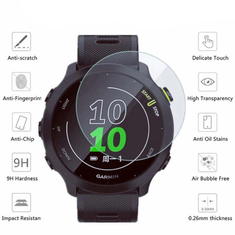 2pcs Tempered Glass Screen Protector for Garmin Forerunner 55