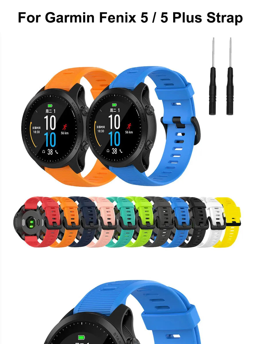22mm Soft Silicone Strap for Garmin Forerunner & Fenix Series