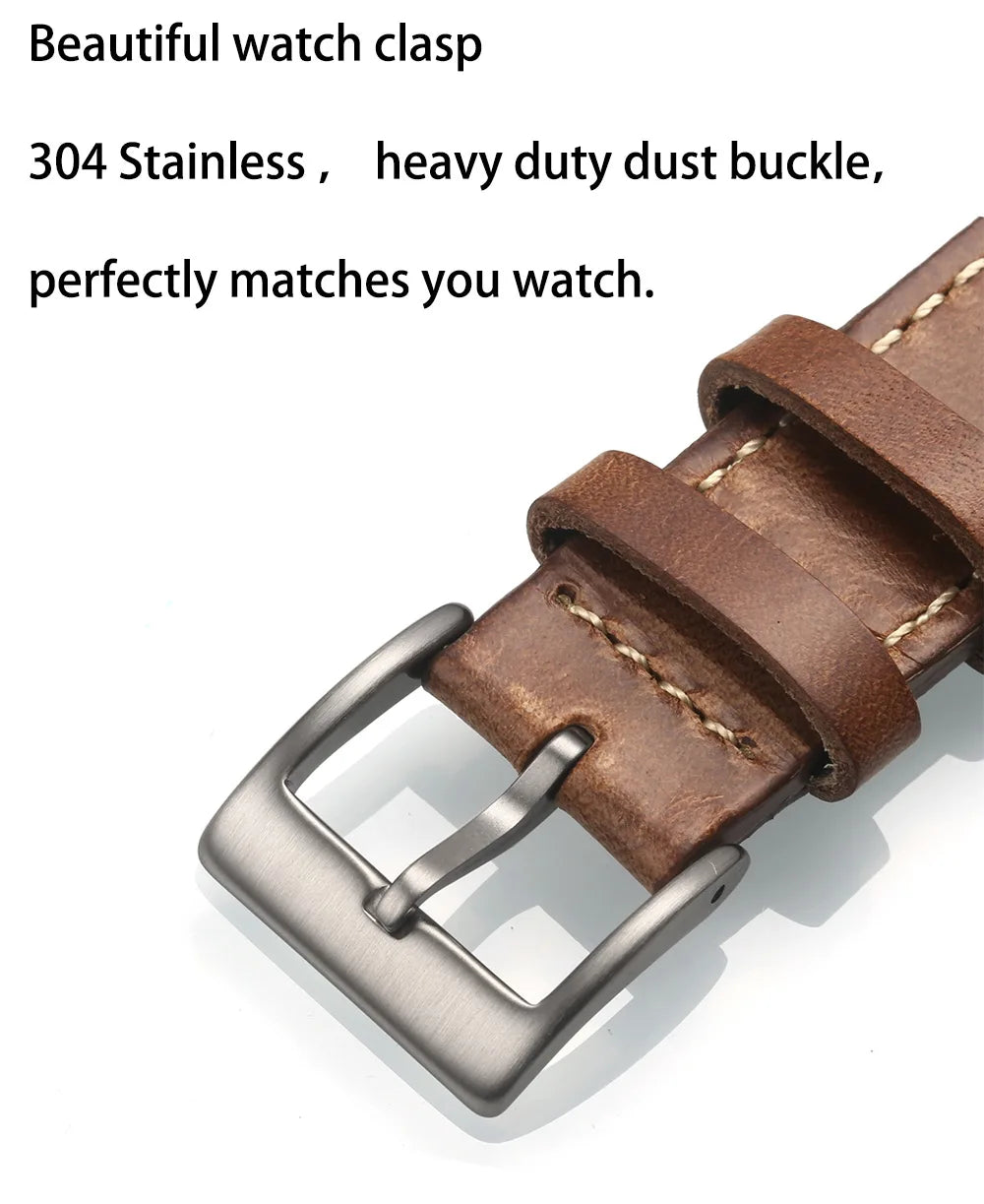 HEMSUT 100% Genuine Leather Straps Quick Release Horween Soft Wrap Handmade Cowhide Wrist Bands 18mm 20mm 22mm