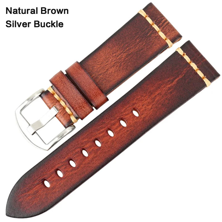 Handmade Vintage Leather Watch Strap 18–24mm – MAIKES