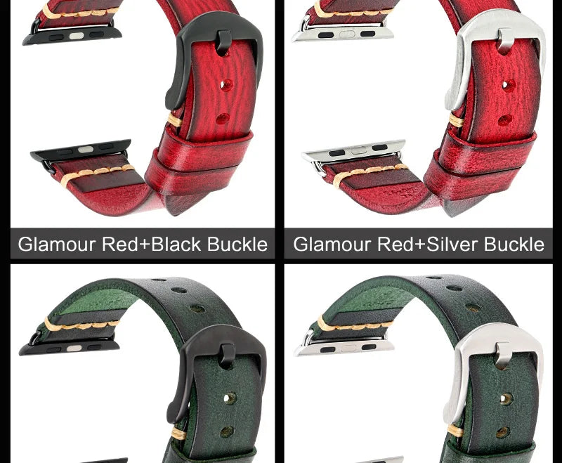 Handmade Leather Strap Watch Band For Apple Watch 45mm 41mm 44mm 42mm 40mm Series 9 8 7 6 SE 5 4 iWatch Bracelet