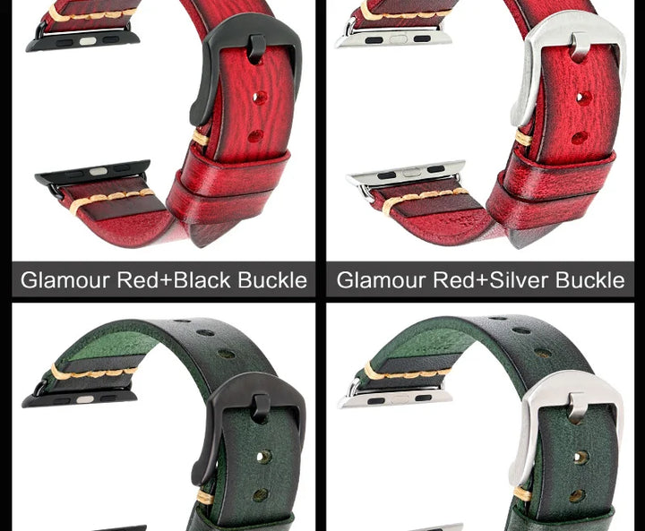 Handmade Leather Strap Watch Band For Apple Watch 45mm 41mm 44mm 42mm 40mm Series 9 8 7 6 SE 5 4 iWatch Bracelet
