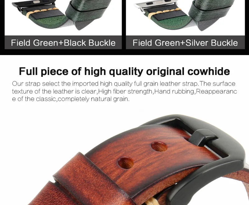Handmade Leather Strap Watch Band For Apple Watch 45mm 41mm 44mm 42mm 40mm Series 9 8 7 6 SE 5 4 iWatch Bracelet