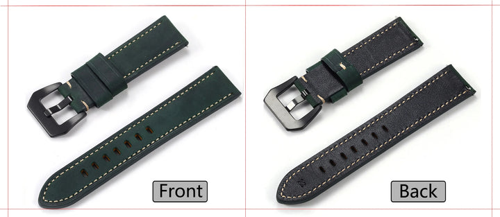 Men’s Genuine Leather Watch Band 22–24mm (Top Grain, High Quality)